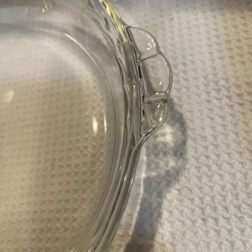 Vintage PYREX #229 Crimp Edge Clear Glass Deep Pie Dish 9.5